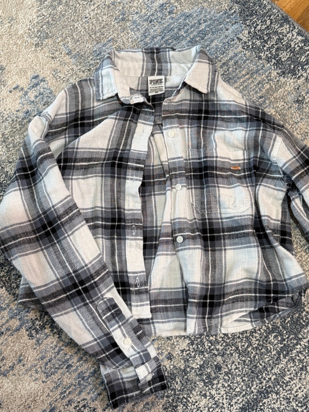 Pink Black, White & Gray Plaid Button-Down Shirt